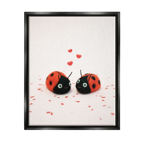 Stupell Industries Ladybugs Valentine's Hearts Floater Framed Art